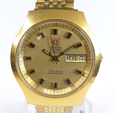 Lot 2144 - A gent's gold plated Omega electronic F300HZ...