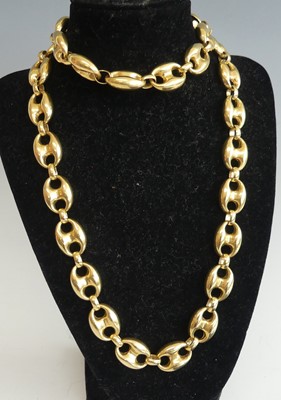 Lot 2808 - A yellow metal mariner link neck chain of...
