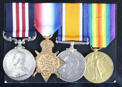Lot 3248 - A WW I Gallantry group of four medals to...