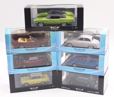 Lot 838 - One tray containing seven Neo 1/43 scale model...