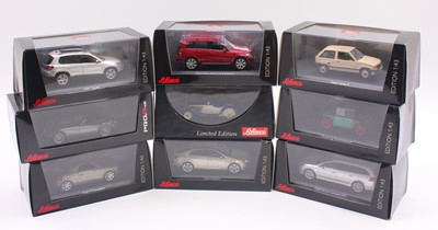 Lot 821 - Schuco 1/43 scale group of 9 diecast cars to...