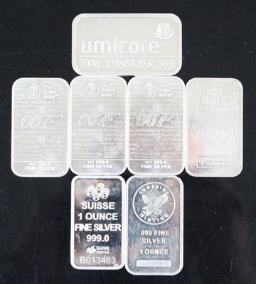 Lot 2207 - An Umicore 100g .999 Fine Silver bullion ingot,...