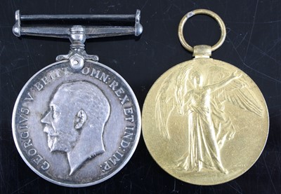 Lot 3008 - A pair of WW I British War and Victory Medals,...