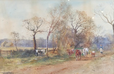 Lot 2222 - Henry Charles Fox (1855-1929) - Cattle on a...
