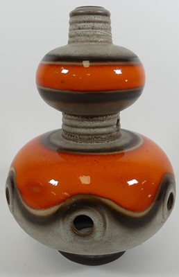 Lot 5 - A West German pottery lamp base, of ribbed and...
