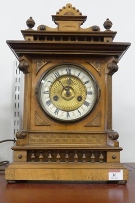 Lot 16 - A late 19th century German walnut cased mantel...