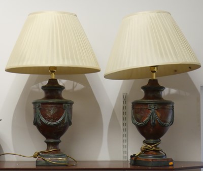 Lot 21 - A pair of contemporary pottery table lamps in...