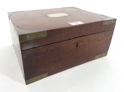 Lot 34 - A 19th century brass bound mahogany work box,...