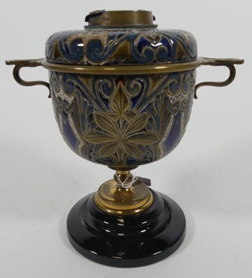 Lot 37 - A Doulton Lambeth stoneware oil lamp base,...