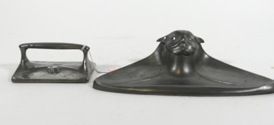 Lot 41 - An Arts & Crafts pewter desk stand, the...