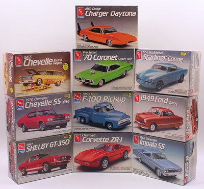 Lot 603 - Ten boxed AMT ERTL 1/25 scale 1980s plastic...