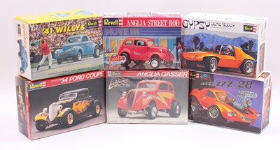 Lot 644 - A collection of six boxed Revell Street Rod...