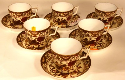 Lot 54 - A set of six 19th century Derby cups & saucers,...