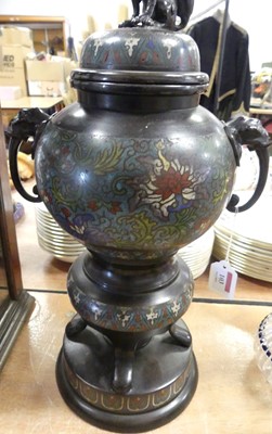 Lot 103 - A Chinese bronze cloisonne enamel urn, the...