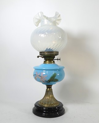 Lot 115 - A Victorian oil lamp, having an associated...