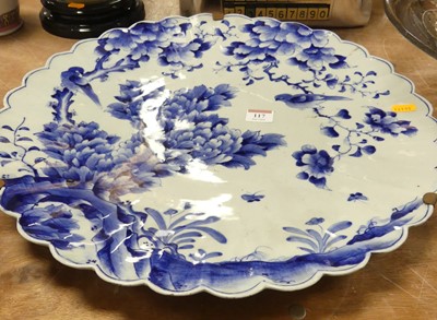 Lot 117 - A Japanese porcelain lobed charger, blue and...