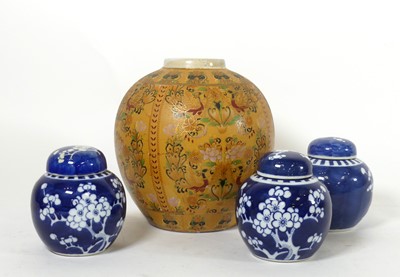 Lot 111 - A group of three Chinese porcelain ginger jars,...