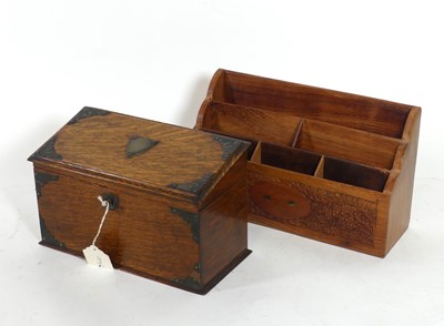 Lot 127 - A Victorian metal mounted oak stationery box,...