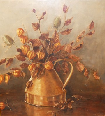 Lot 1006 - Enid Clark - still life with autumn flowers in...