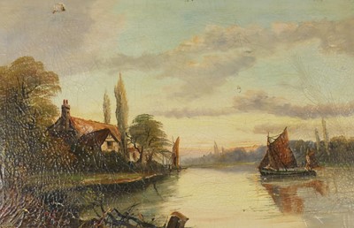 Lot 1013 - Circa 1900 school - river landscape with...
