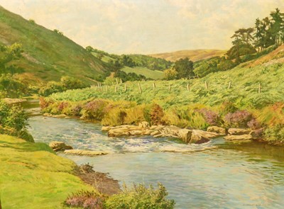 Lot 1017 - W Lambert Bell - Badgworthy Water, Devon, oil...