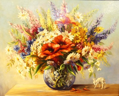 Lot 1019 - SL Bennett - still life with flowers in a...