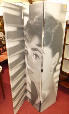 Lot 1123 - A contemporary printed canvas-clad three-fold...
