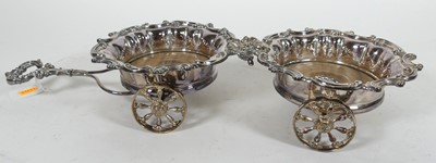 Lot 142 - An Old Sheffield plate twin bottle coaster...