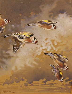 Lot 1044 - Mid-20th century English school - Goldfinches...
