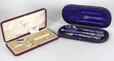 Lot 183 - A George V silver three-piece christening set,...