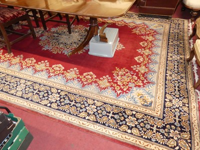 Lot 1139 - A Persian woollen red and blue ground Shiraz...