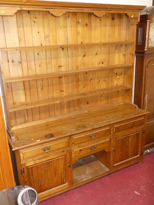 Lot 1144 - A contemporary large stained pine kitchen...
