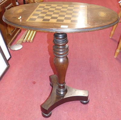 Lot 1153 - A Victorian walnut and chessboard topped...
