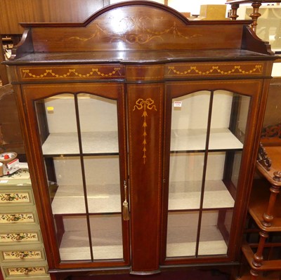 Lot 1156 - An Edwardian mahogany, floral satinwood and...