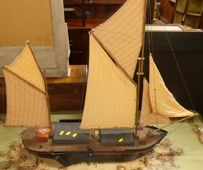 Lot 1170 - A scratch-built model sailing vessel, in the...