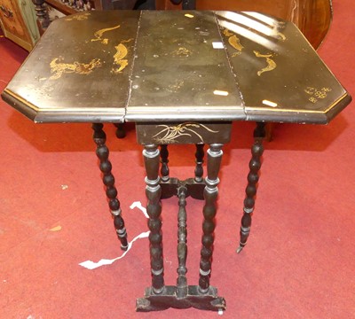 Lot 1173 - An Edwardian black lacquered and gilt...
