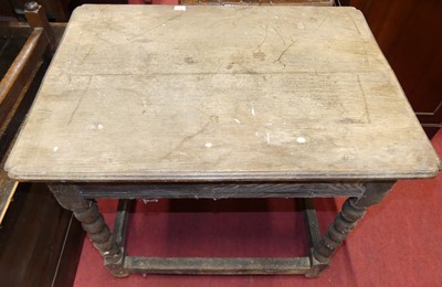 Lot 1185 - An antique joined oak rectangular side table,...