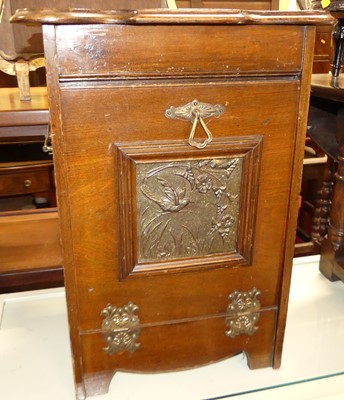 Lot 1221 - An Edwardian walnut and brass mounted coal...