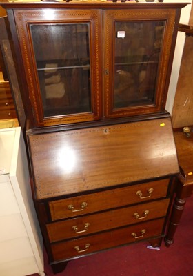 Lot 1225 - An Edwardian mahogany and chequer inlaid...