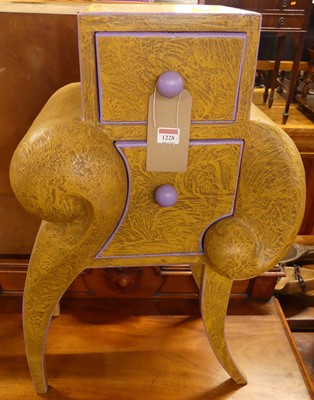 Lot 1228 - A contemporary bedside table, having twin fall-...