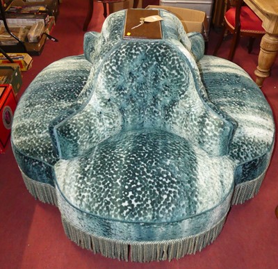 Lot 1251 - A velour buttoned fabric upholstered four bay...