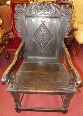 Lot 1278 - An antique joined oak and panelled wainscot...