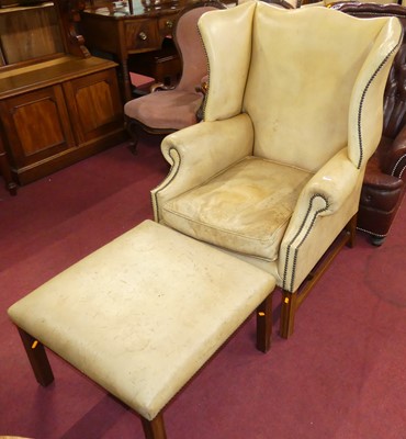Lot 1281 - A mahogany framed, pale leather upholstered...