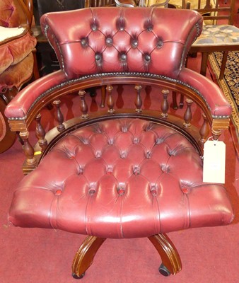 Lot 1285 - A contemporary mahogany and red leather...