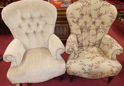 Lot 1264 - A pair of contemporary buttoned upholstered...