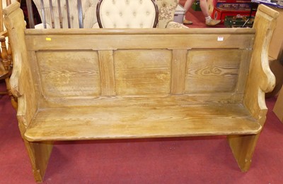 Lot 1267 - A Victorian pitch pine three panel back church...