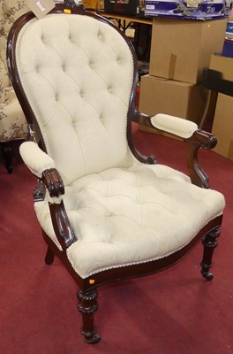 Lot 1268 - A mid-Victorian mahogany and cream floral...