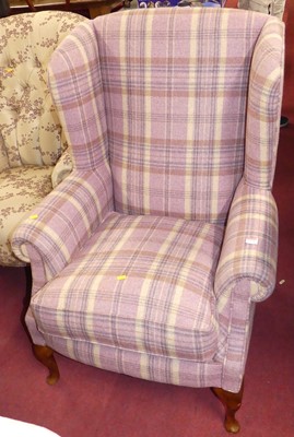 Lot 1270 - A walnut framed and fabric chequer...