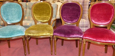 Lot 1271 - A set of four contemporary beech and velour...