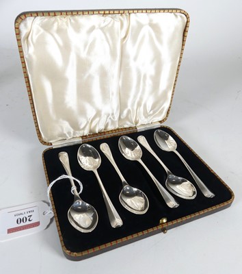 Lot 200 - A set of six George VI silver teaspoons, maker...